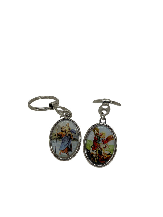 Keychain with St. Michael and St. Christopher