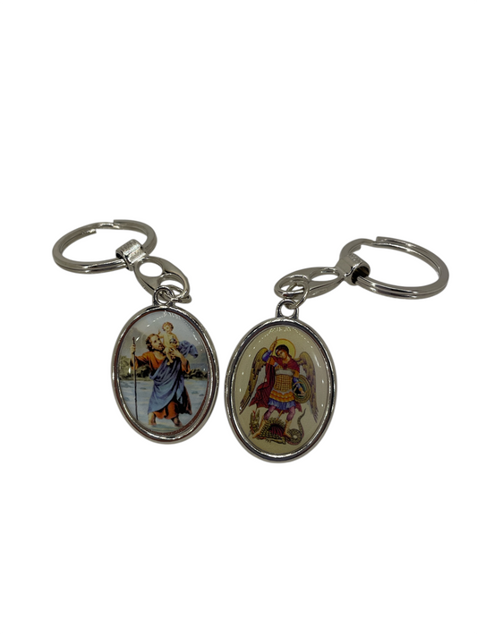 Keychain with St. Michael and St. Christopher